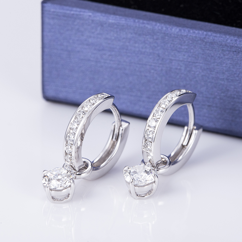 메시 보석 - 메시 보석류 0.5ct 라운드 컷 CVD HPHT 실험실 성장 다이아몬드 여성 14K 화이트 골드 이어링 귀걸이 13