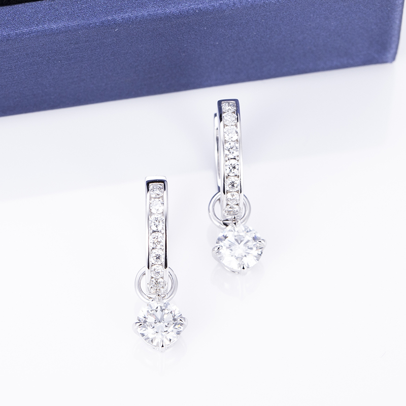 메시 보석 - 메시 보석류 0.5ct 라운드 컷 CVD HPHT 실험실 성장 다이아몬드 여성 14K 화이트 골드 이어링 귀걸이 11