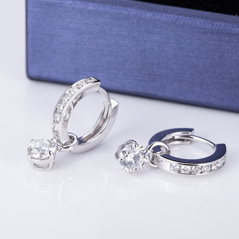 메시 보석 - 메시 보석류 0.5ct 라운드 컷 CVD HPHT 실험실 성장 다이아몬드 여성 14K 화이트 골드 이어링 귀걸이 15