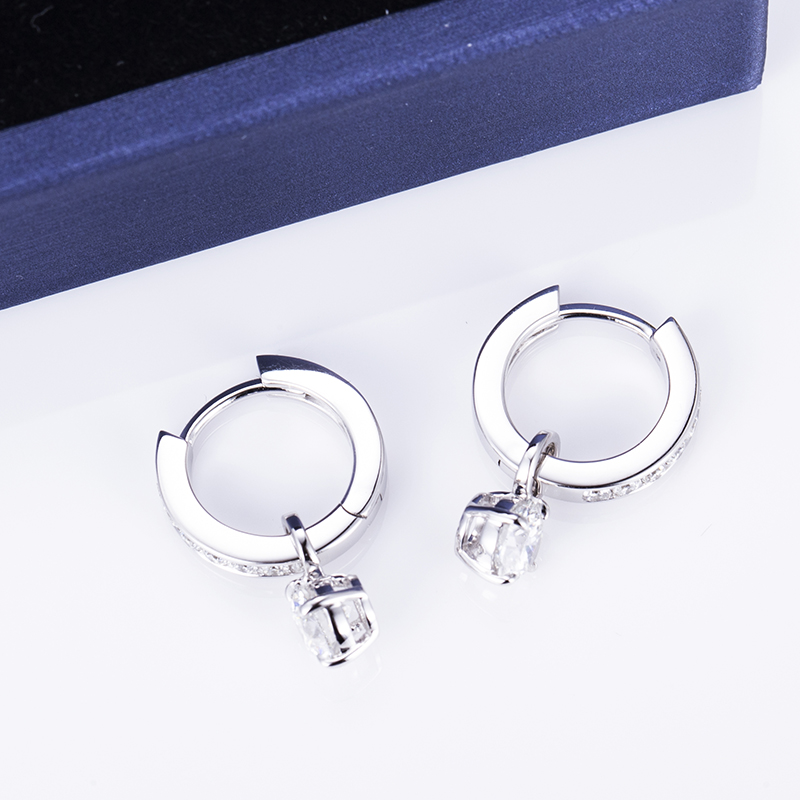메시 보석 - 메시 보석류 0.5ct 라운드 컷 CVD HPHT 실험실 성장 다이아몬드 여성 14K 화이트 골드 이어링 귀걸이 17