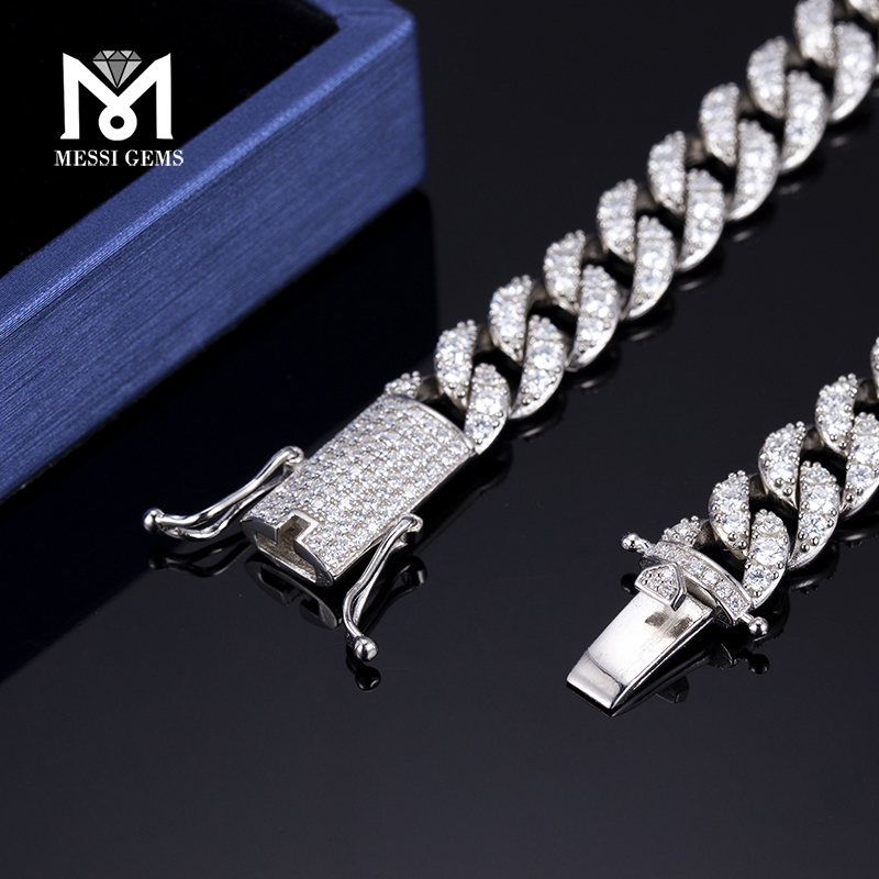 Messi Jewelry - 10mm width 20inch 22inch 24inch 925 sterling silver hiphop custom cuban link chain moissanite cuban chain Necklace 10