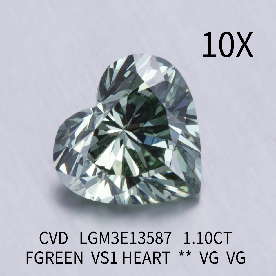 Messi Jewelry - Heart Shape Fancy Green Diamond vs1 1.1ct CVD Lab Grown Diamond Green 8