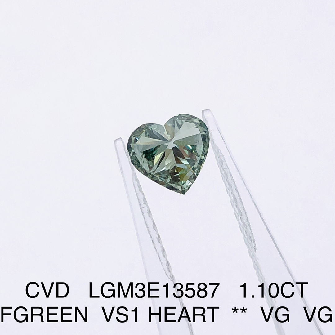 Messi Jewelry - Heart Shape Fancy Green Diamond vs1 1.1ct CVD Lab Grown Diamond Green 14