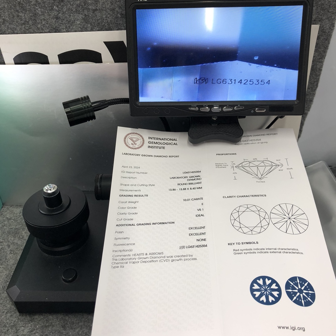 Messi Jewelry Round Brilliant Cut 10CT E VS1 ID EX  EX CVD LG631425354 Lab Grown Diamond 13