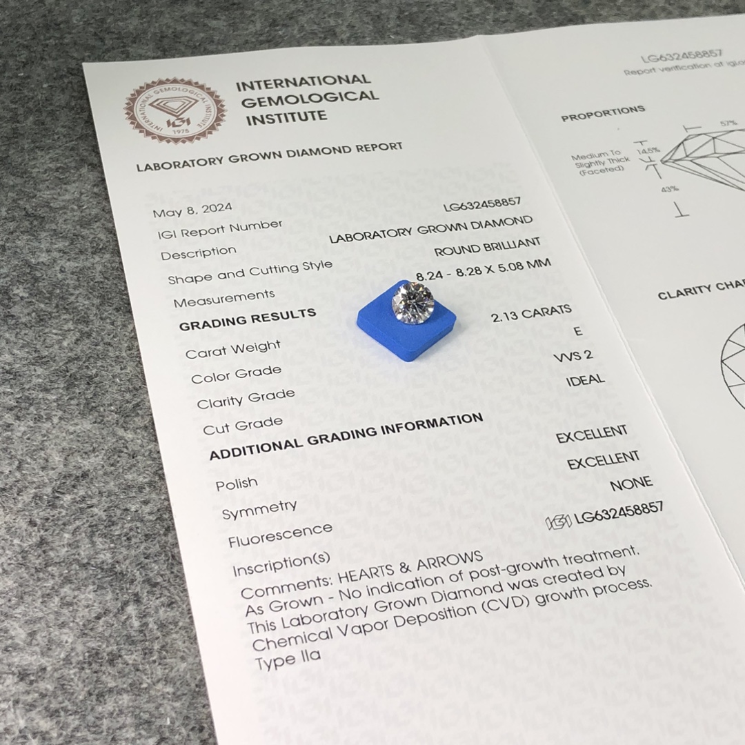 2.13CT E VVS2 CVD Round Cut Diamond Uban sa IGI Certificate LG632458857 | Messi Alahas 7