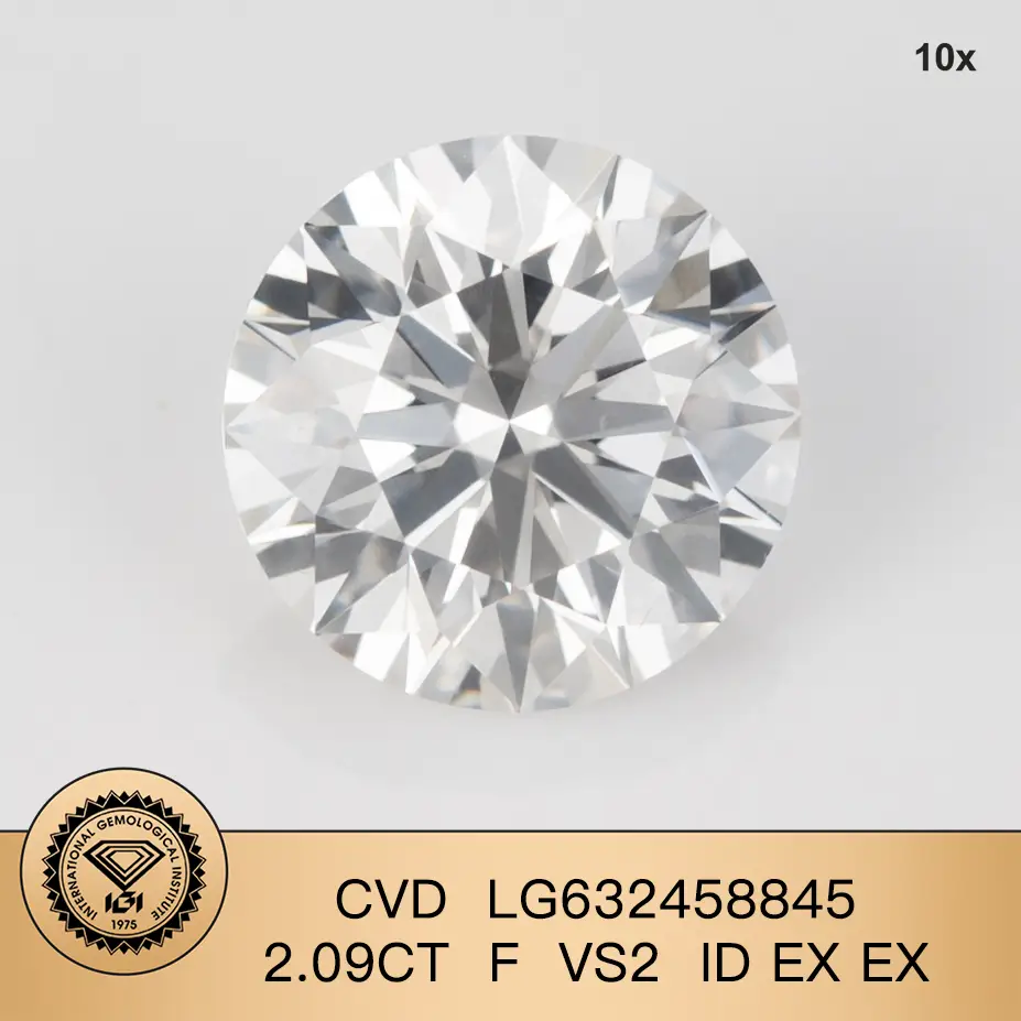 Качество 2.09CT F VS2 Круглый резака лаборатория оптовой оптовой торговля LG632458845 | Мессиковые украшения 1