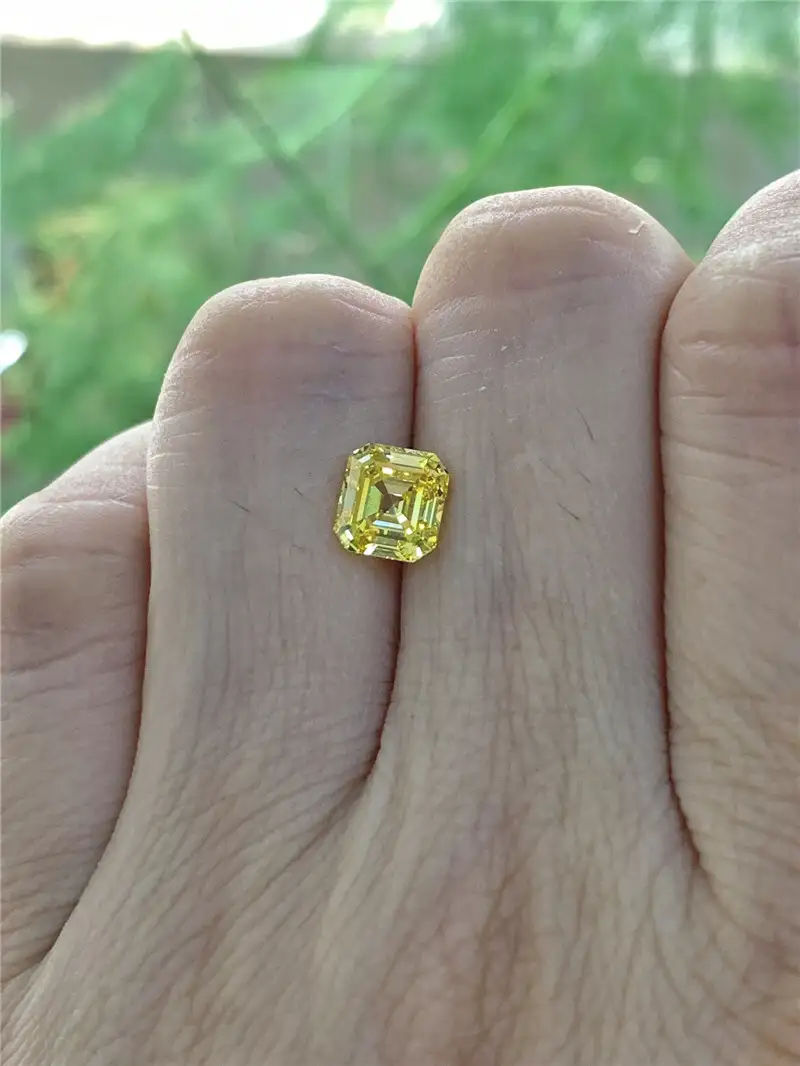 Messi Jewelry Asscher Cut Yellow Lab Grown Diamond 4