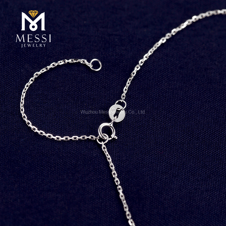 Messi Jewelry - Messi Jewelry MS-273 AU750 18K 14k White Gold 2Ct moissanite Necklace Moissanite Gold Jewelry 13