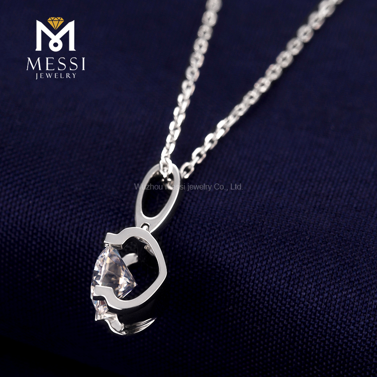 Messi Jewelry - Messi Jewelry MS-273 AU750 18K 14k White Gold 2Ct moissanite Necklace Moissanite Gold Jewelry 12