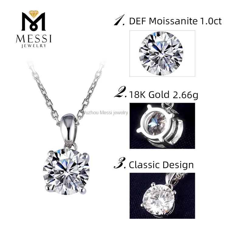 1.0ct Lab Diamond AU750 White Gold Necklace - Lab Grown Diamond Jewelry 7
