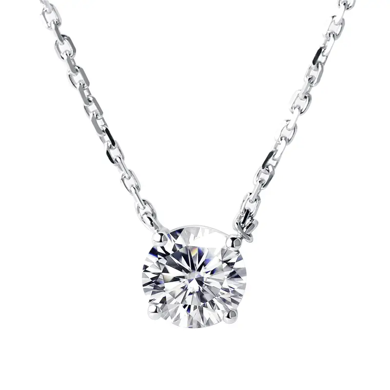 Messi Jewelry - Messi Jewelry MS -204 AU750 18K 14k White Gold Necklace Jewellry 1.0Carat Lab CVD Lab Creato Collana Diamond Necklace 1