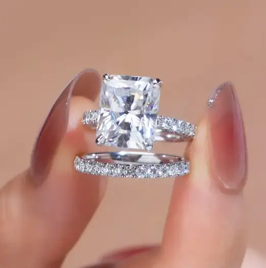 MSR -849 Anello di gemma moissanite a taglio radiante 14k oro bianco -gioielli messi 1