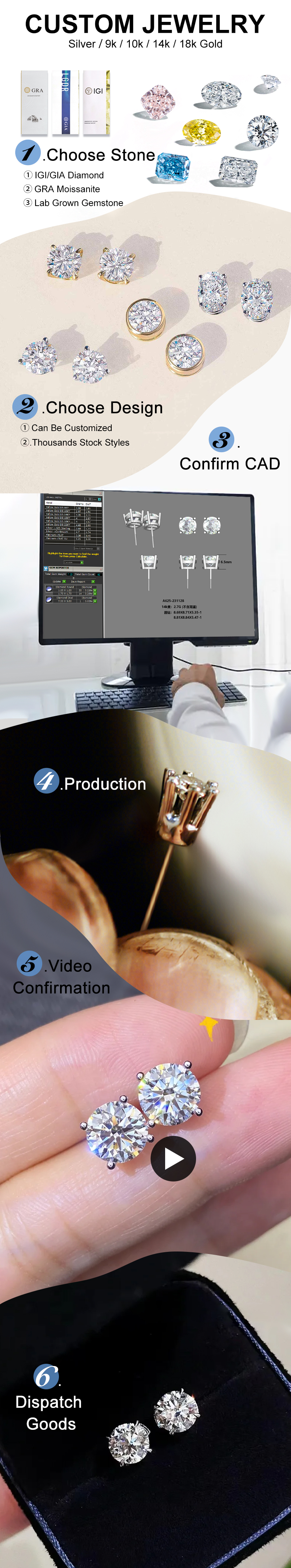 MSR-1133 18K Gold Customized Oval Lab Diamond Solitary Ring 9