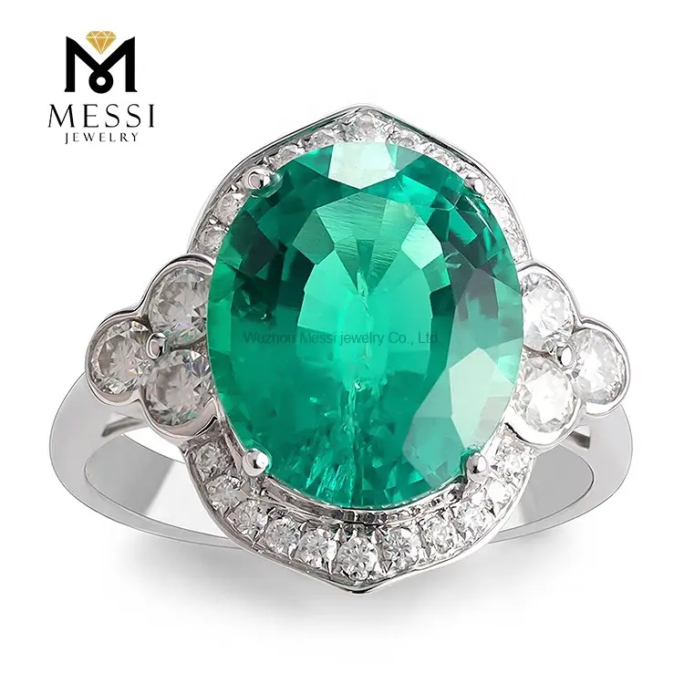 Gioielli Messi - Gioielli Messi Anelli antichi smeraldi e Moissanite 14K 18K Gioielli in oro bianco per donna Entraggio di alone Fedding Wedding Rings 1