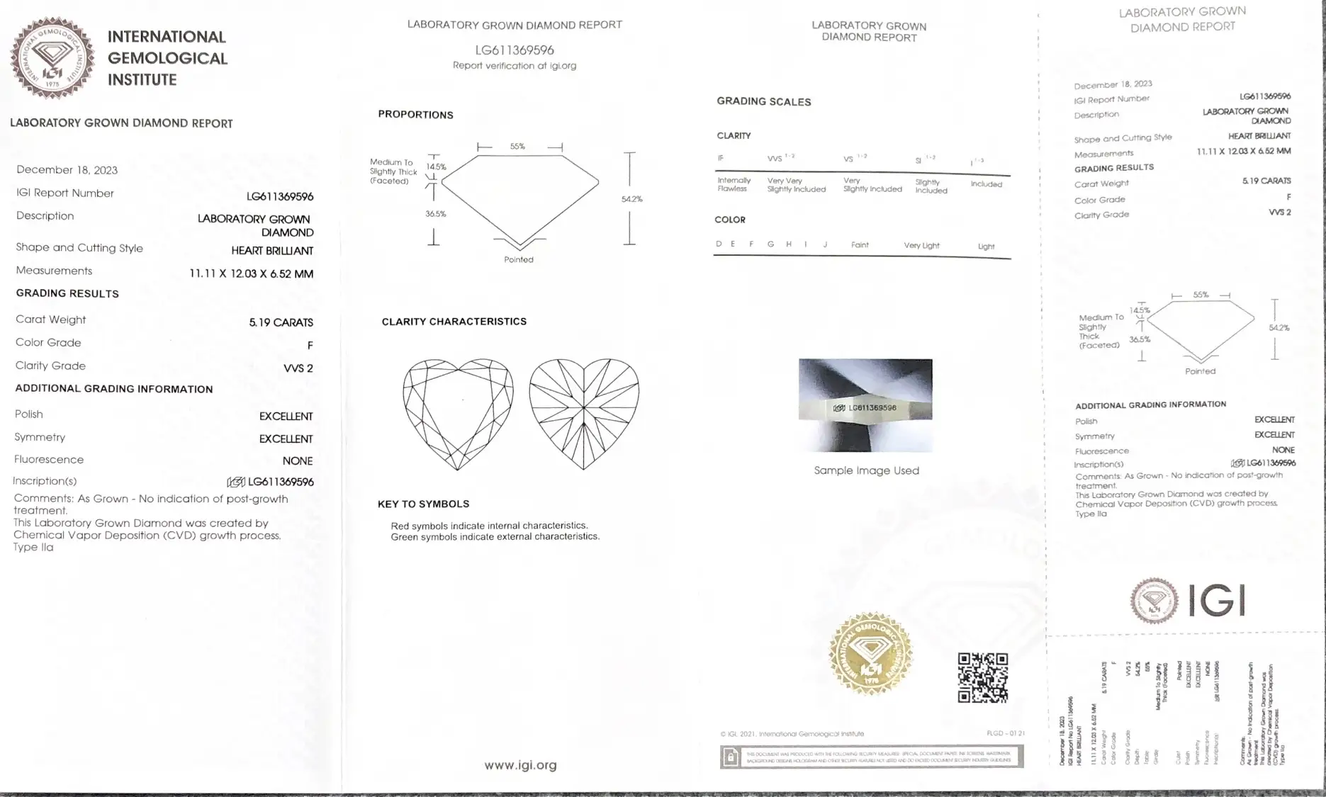 5.12CT Heart Lab Grown Diamond with IGI Certificate 2