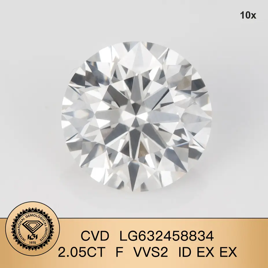 Лучший 2.05CT F VVS2 ID EX EX LAB Diamond LG632458834 в складе | Мессиковые украшения 1