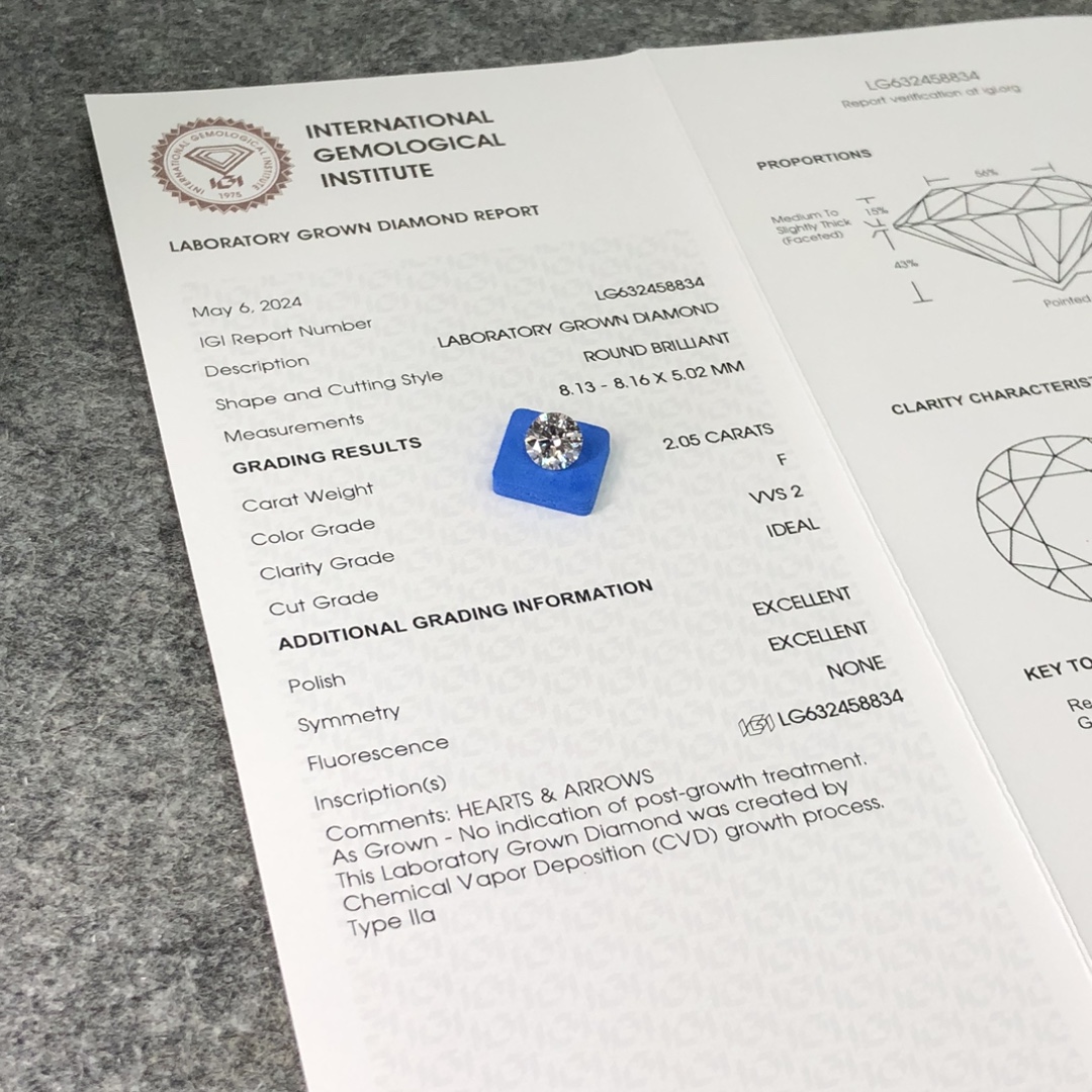 Best 2.05CT F VVS2 ID EX EX Lab Diamond LG632458834 In Stock | Messi Jewelry 7