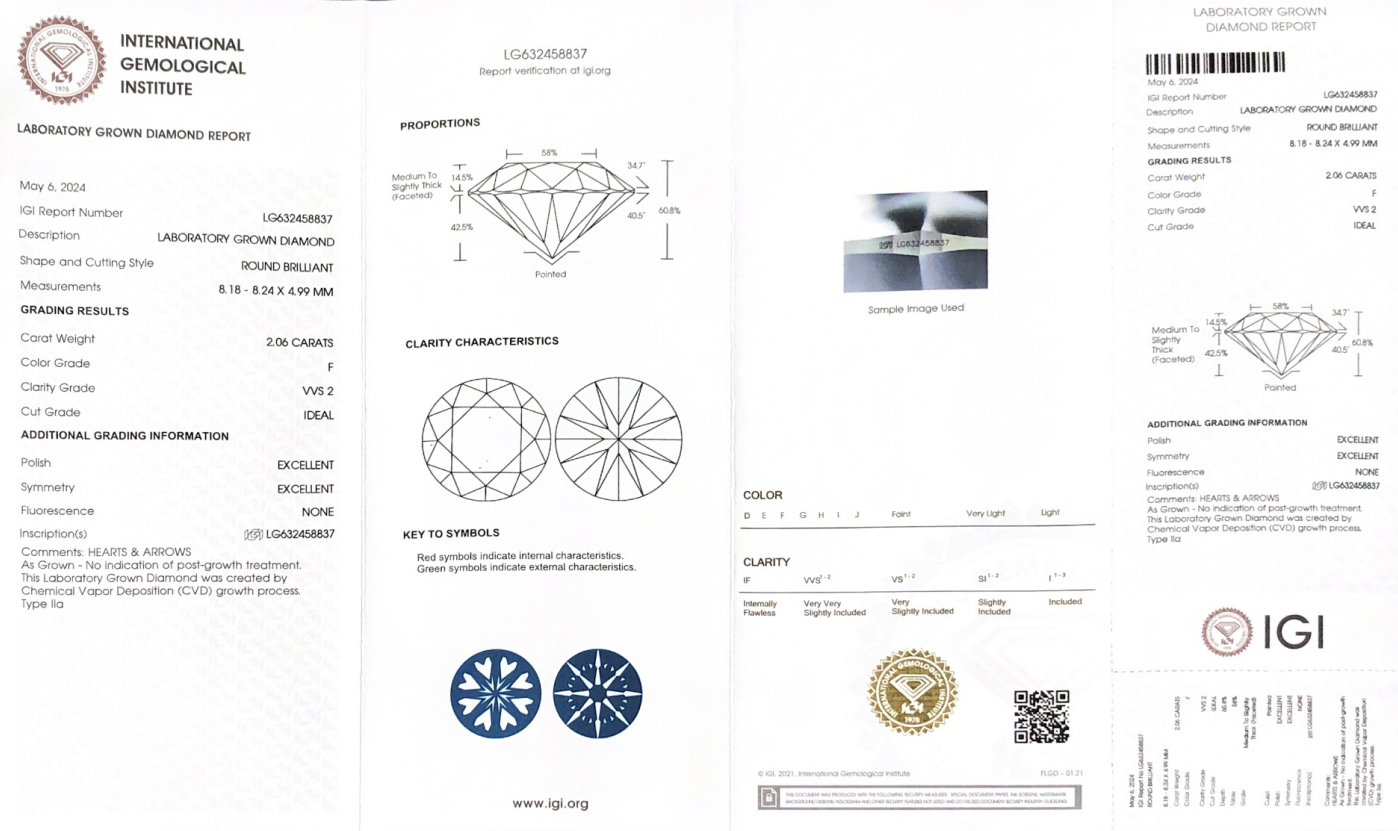 2.06CT F VVS2 ID EX EX Lab Grown Diamond CVD For Jewelry LG632458837 | Messi Jewelry 46