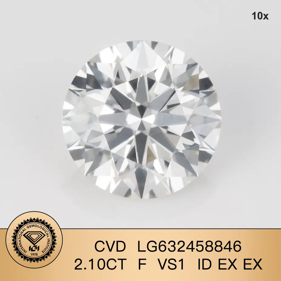 2.10ct F vs1 Id ex ex ex Igi Certifivate CVD 실험실 자란 다이아몬드 LG632458846 | 메시 보석 1