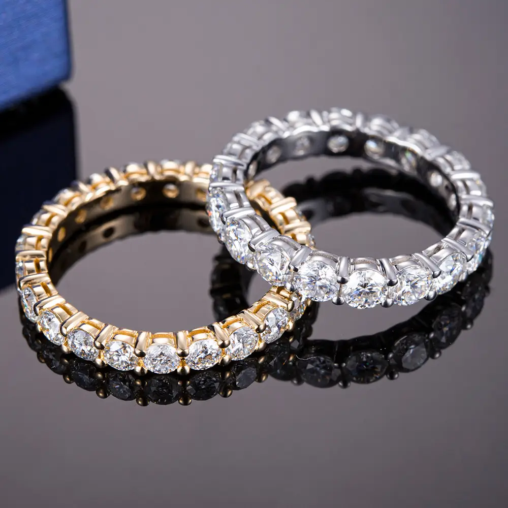 Messi Jewelry - Messi Jewelry MS -308 Anello impilabile 18K 14K 10K Eternity Band Moissanite Diamond Eternity Band Rings Rings 1