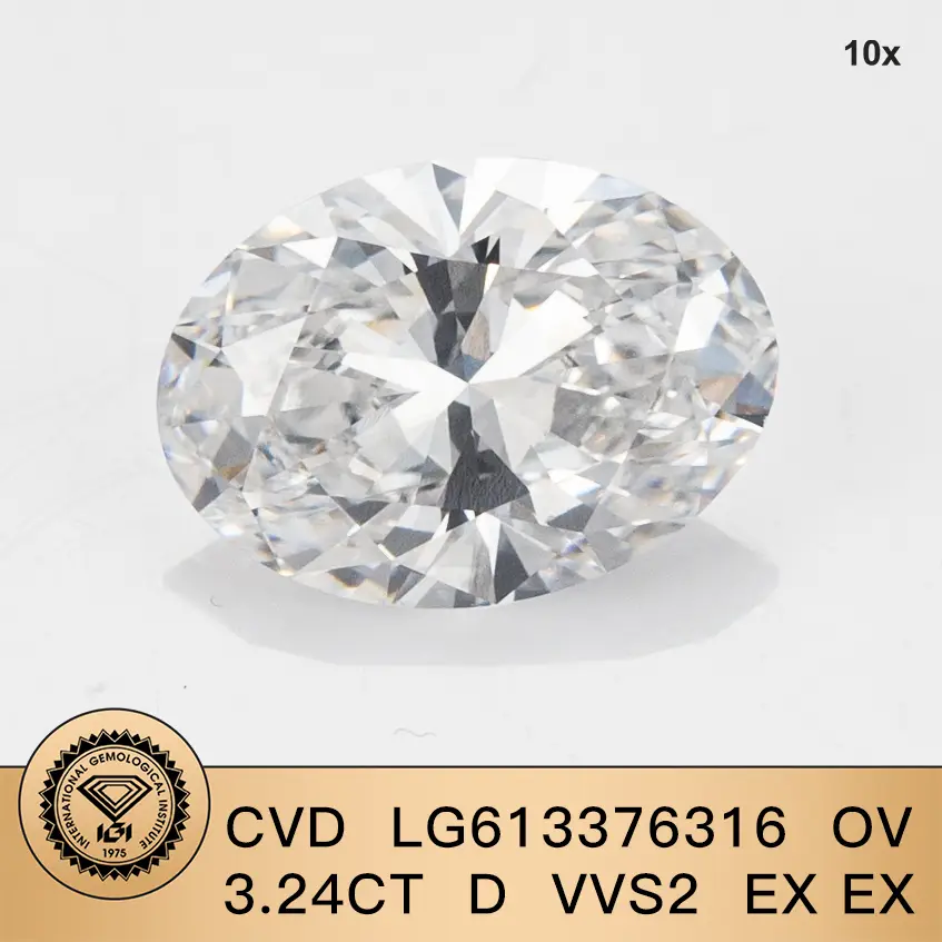 Gioielli Messi CVD IGI LG613376316 Ovale 3.24CT D VVS2 EX EX LAB CRESTO Diamond 1