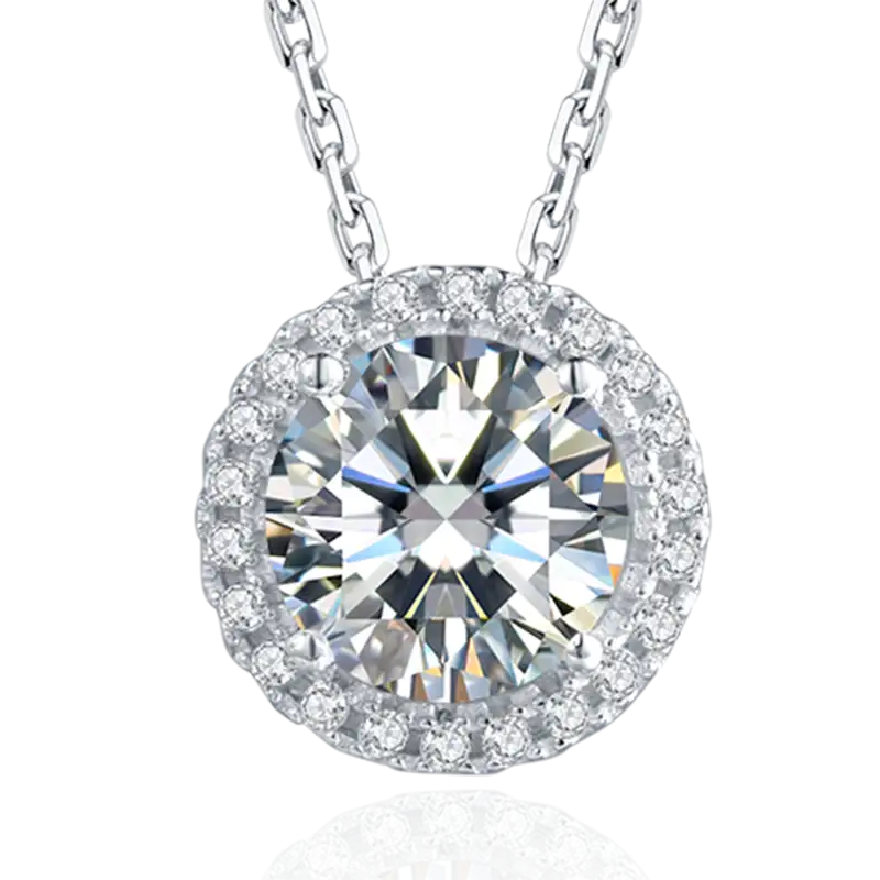 O16A Classics 1ct MOISSANITE Oro bianco Plorato 925 Collana in moisanite in argento sterling 1