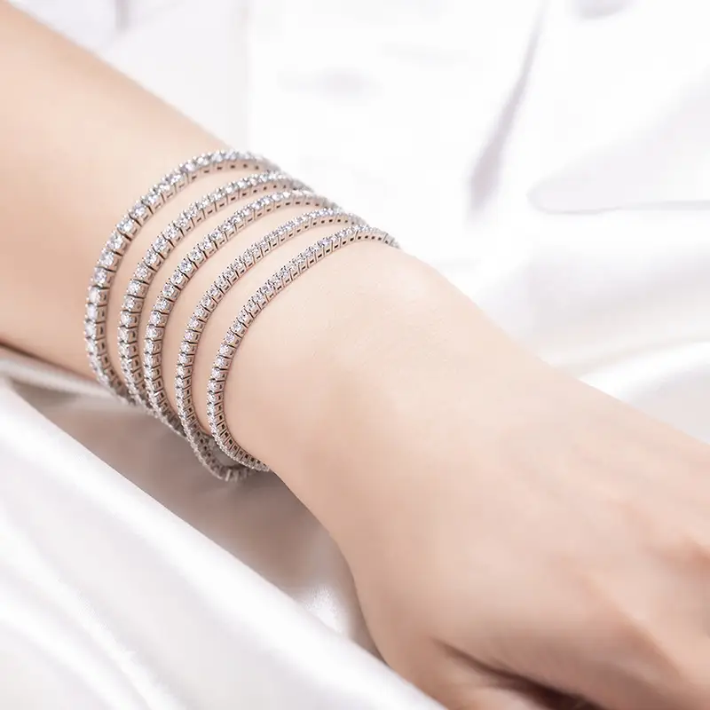 925 Sterling Silver Moissanite Tennis Bracelet - Gold Tennis Bracelet 6
