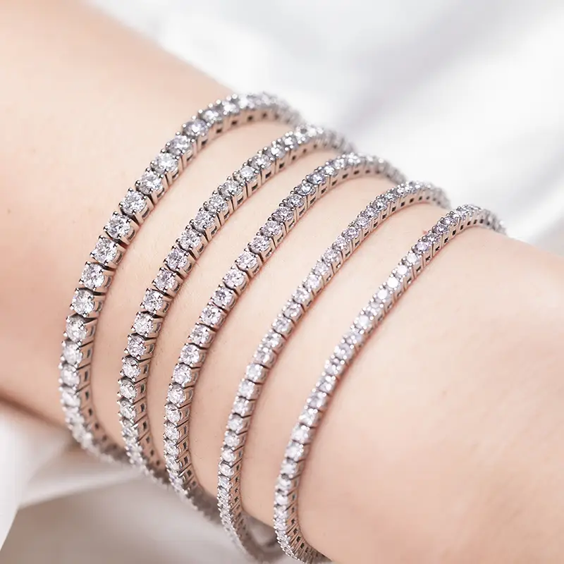 925 Sterling Silver Moissanite Tennis Bracelet - Gold Tennis Bracelet 5