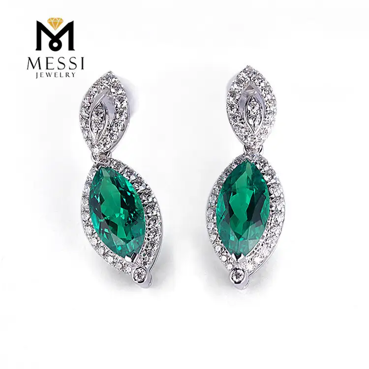 Messi Jewelry - Messi Jewelry Emerald Stud Pendiendo Damas Joyas de 18K Pendientes de moda de oro para mujeres 2020 Pendientes 1