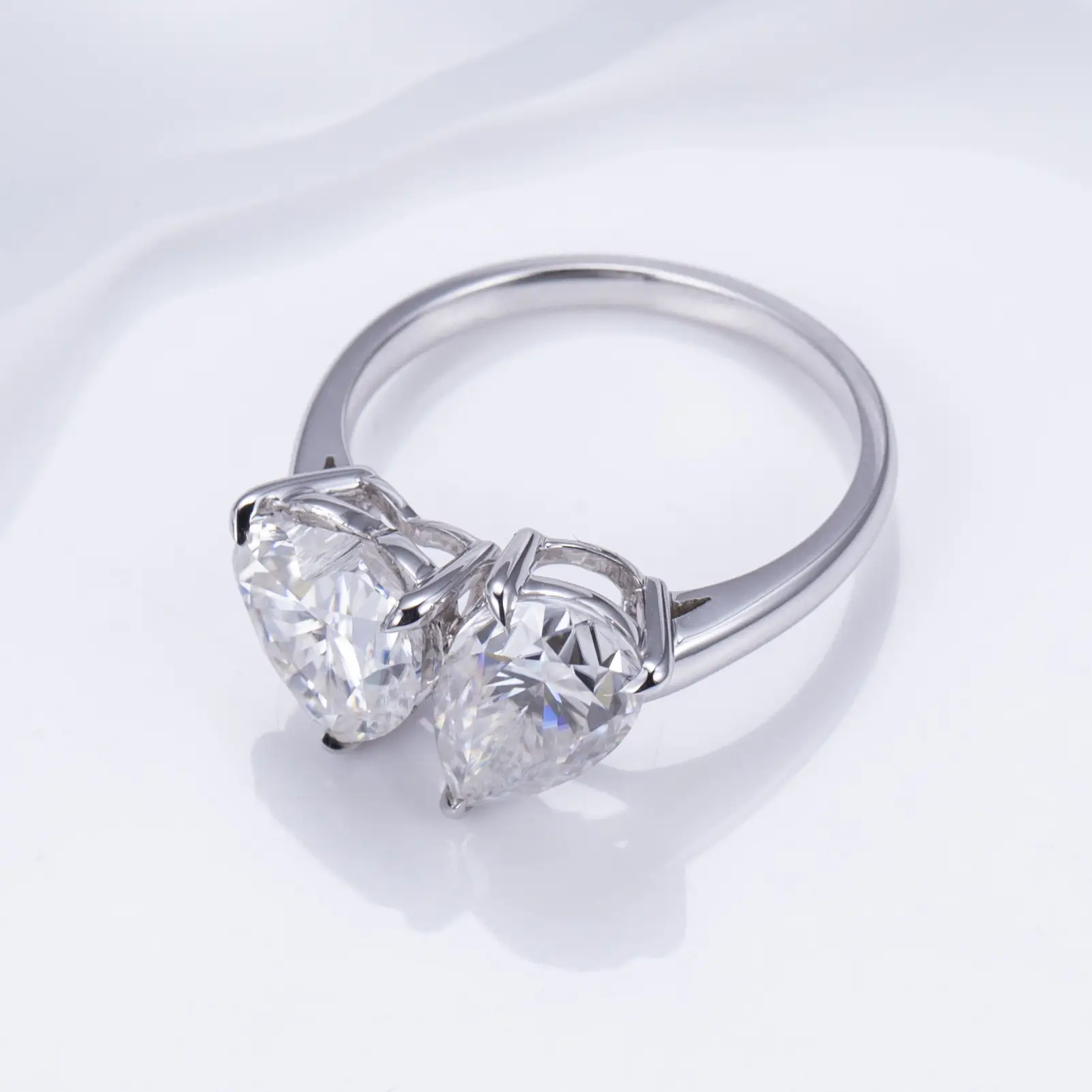MSR-1352 Personalizzazione 14k White Gold due pietre gioiello lab anello di diamanti 1