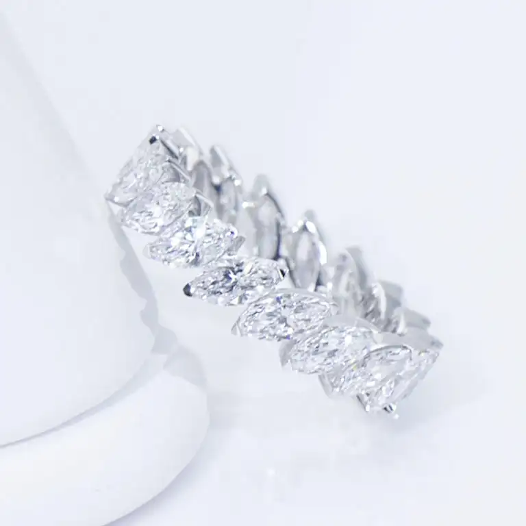 MSR-623 14K 화이트 골드 18pcs 후작 VVS DIAMOND RING-Messi Jewelry 1