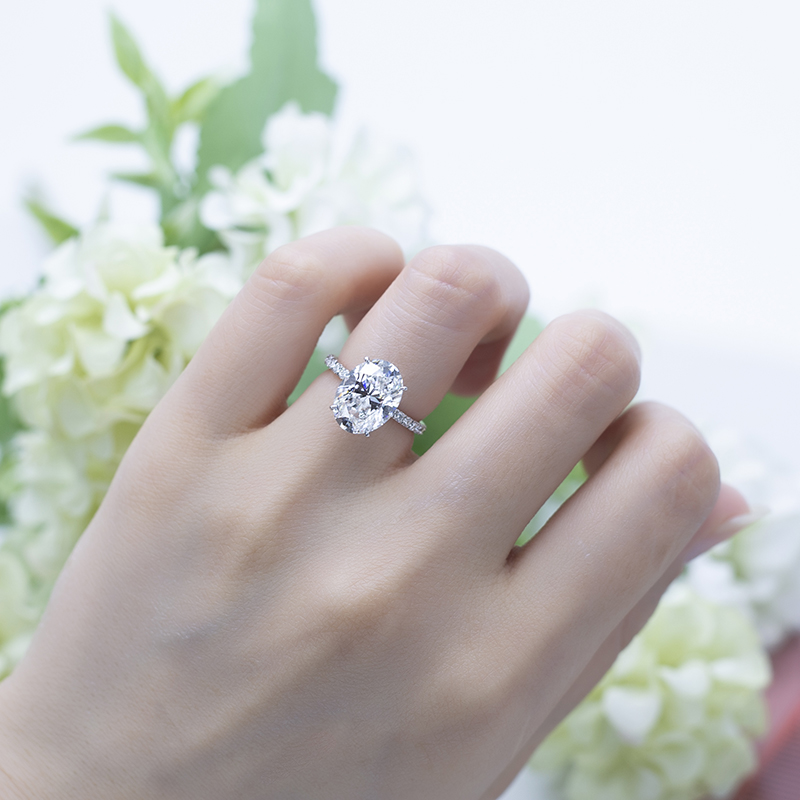 메시 쥬얼리 -Messi Jewelry MSR -552 18K 화이트 골드 여성 링 D VVS2 랩 다이아몬드 실험실 다이아몬드 보석 13