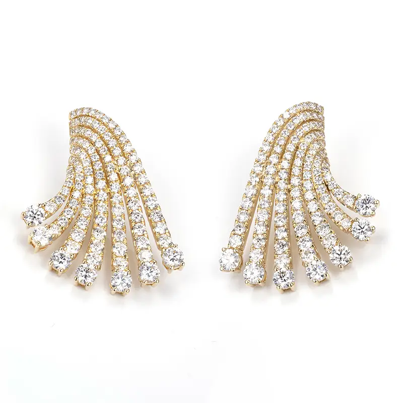Gioielli Messi - Gioielli Messi MSE -503 Striscia Forma Orecchini per orecchini a diamante Gold 18K 1