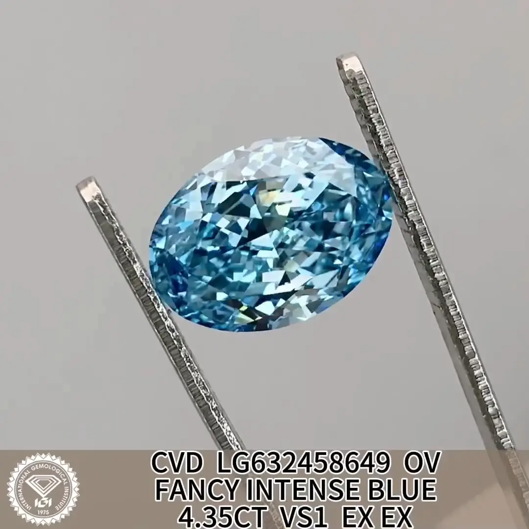 4.53ct Oval Fancy Intense Blue Lab Grown Diamond - IGI Certified 
Customize Your Eternal Gift 3