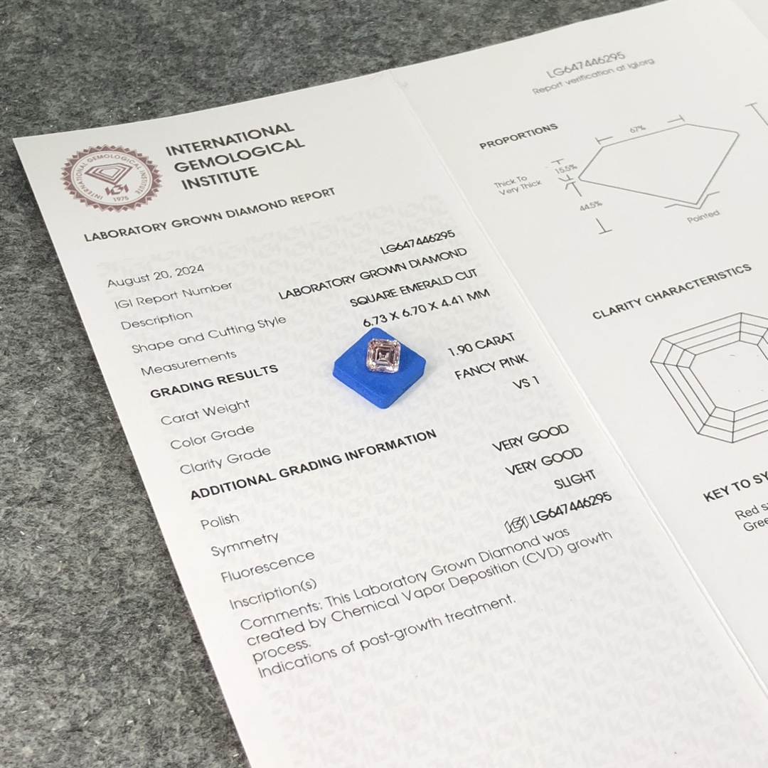 IGI Fancy Pink Emerald Lab Diamond Factory LG647446295 1.90CT VS1 VG VG | Messi Alahas 2