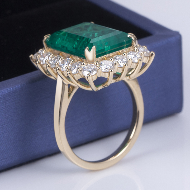 Messi Alahas - Messi Alahas MS-622 18k Gold Women Fashion Alahas Paghimo Emerald Halo Singsing Singsing 11