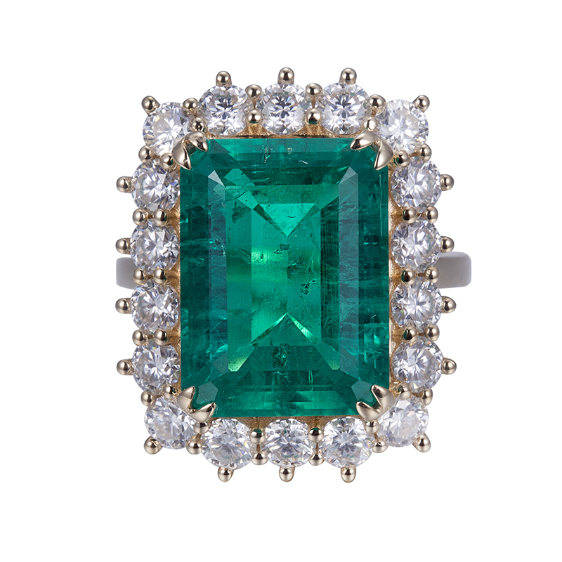 Messi Alahas - Messi Alahas MS-622 18k Gold Women Fashion Alahas Paghimo Emerald Halo Singsing Singsing 8