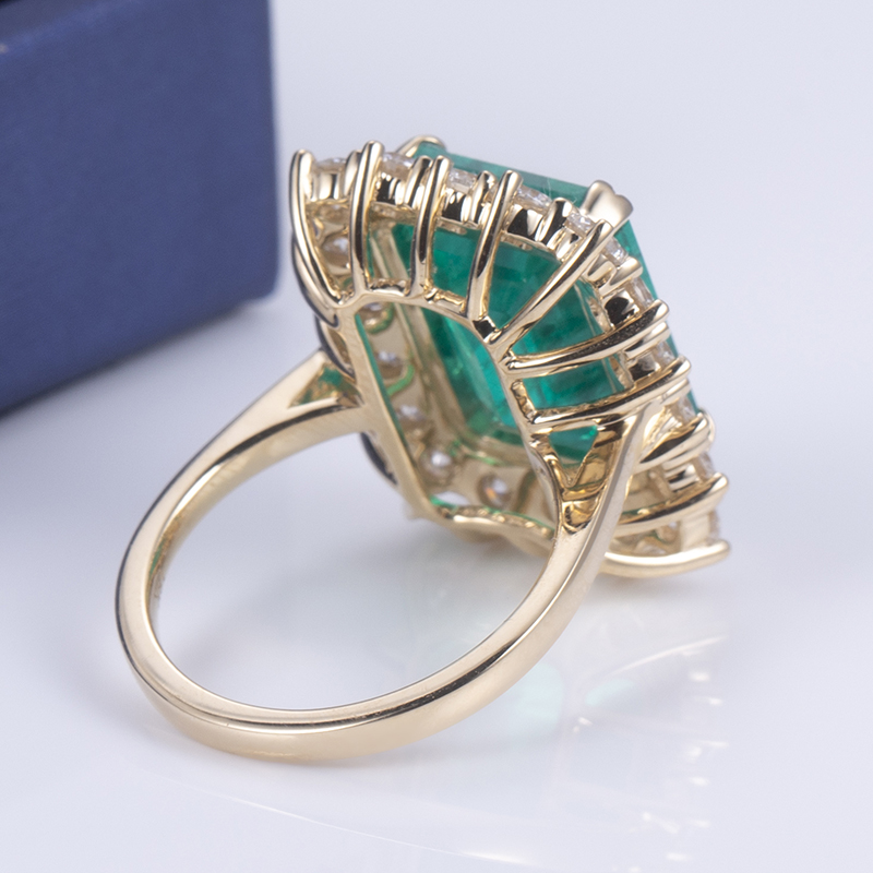 Messi Alahas - Messi Alahas MS-622 18k Gold Women Fashion Alahas Paghimo Emerald Halo Singsing Singsing 10