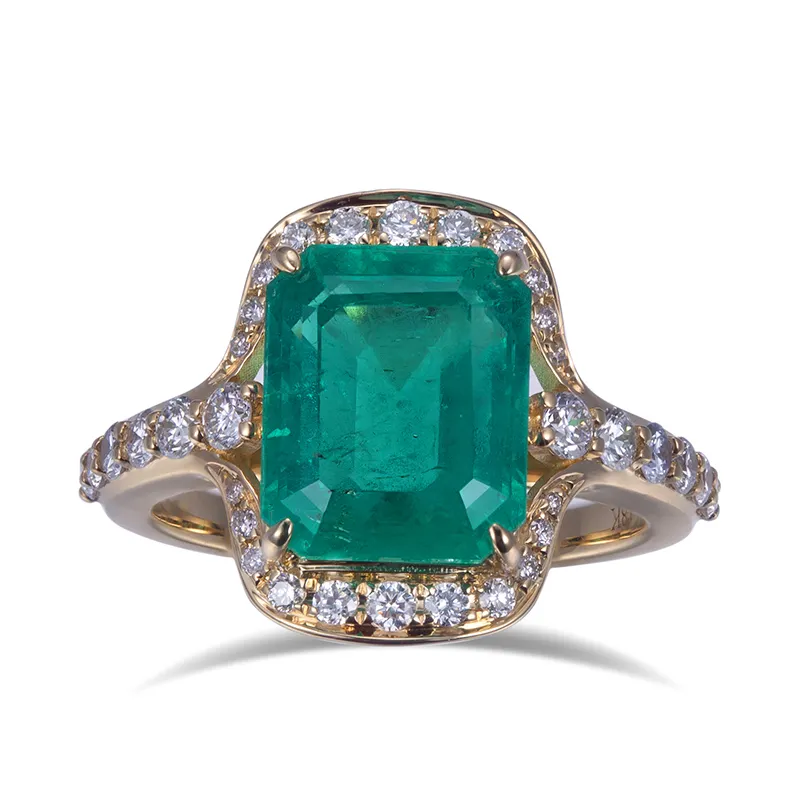 Lab Grown Diamond Emerald Halo Ring - Messi Jewelry 7
