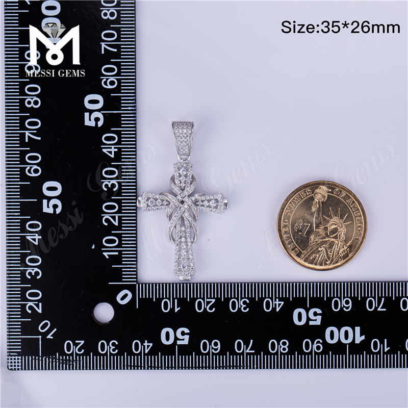 Messi Alahas - Messi Alahas cross cz bato 925 Silver alahas pendant kwintas para sa mga lalaki Moissante Pendant 8