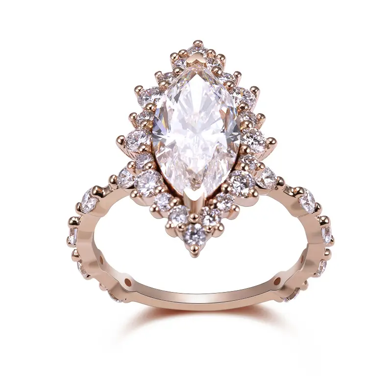 MSR-1436 14K Gold personalizzato 3,07CT D VS1 CVD Marquise Lab Diamond Anello solitario 1