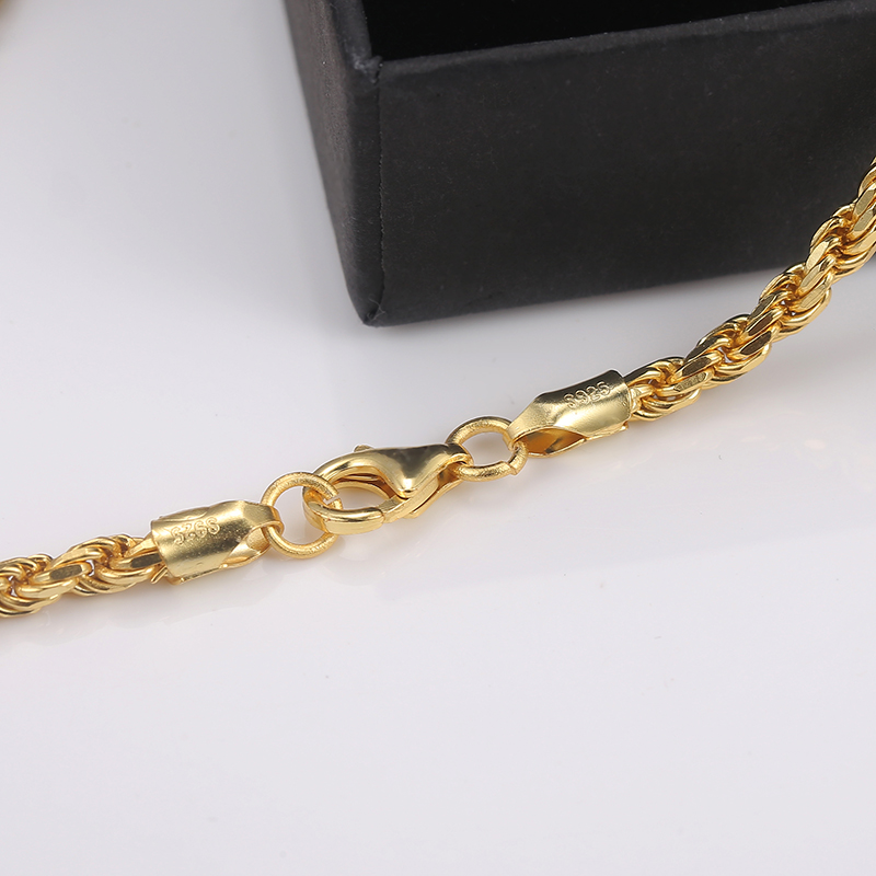 925 Sterling Silver Hip Hop Rope Chain Necklace for Jewelry Making, Customizable and Unique 10