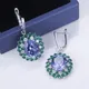 18K White Gold Lab Grown Sapphire & Emerald Drop Earrings 3