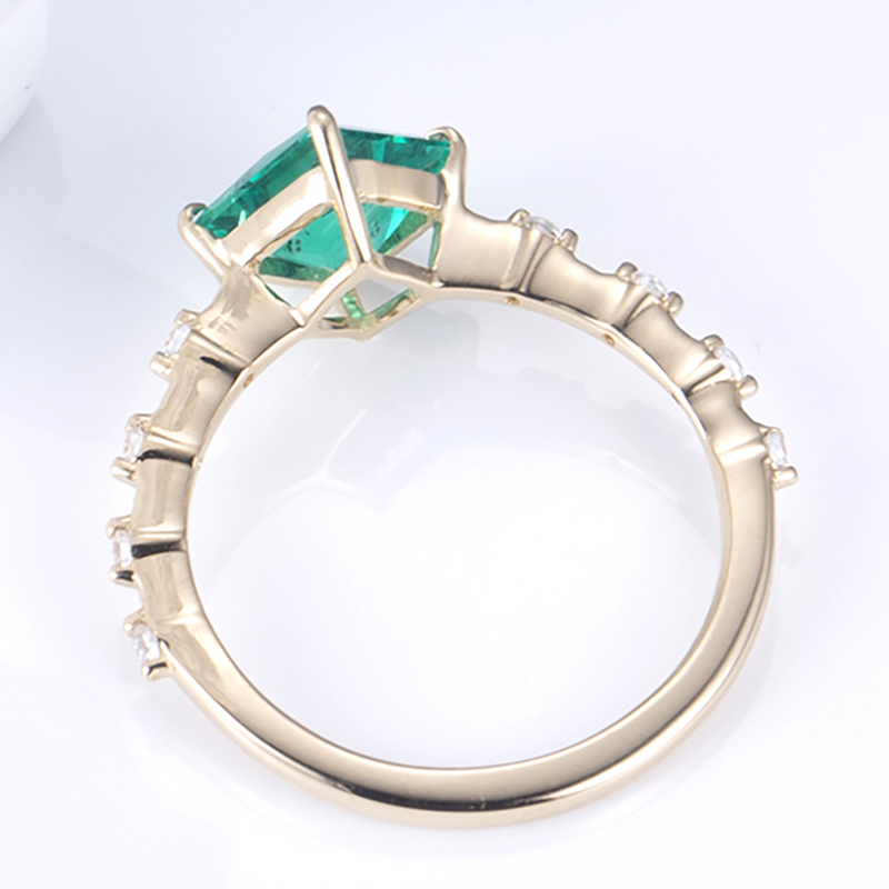 Messi Alahas - MS-607 18k Gold Custom Elegant Women Fashion Alahas Sample Style Square Emerald Ring Singsing 11
