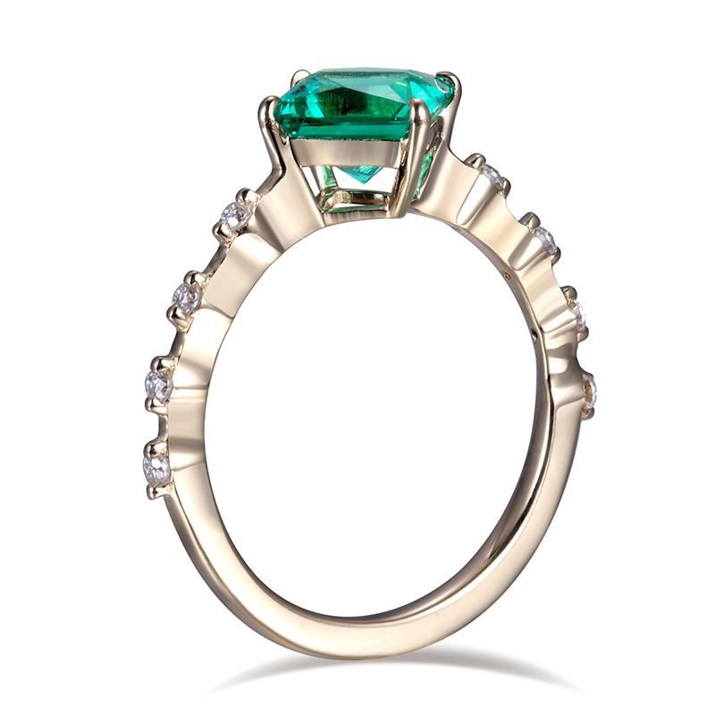 Messi Alahas - MS-607 18k Gold Custom Elegant Women Fashion Alahas Sample Style Square Emerald Ring Singsing 9