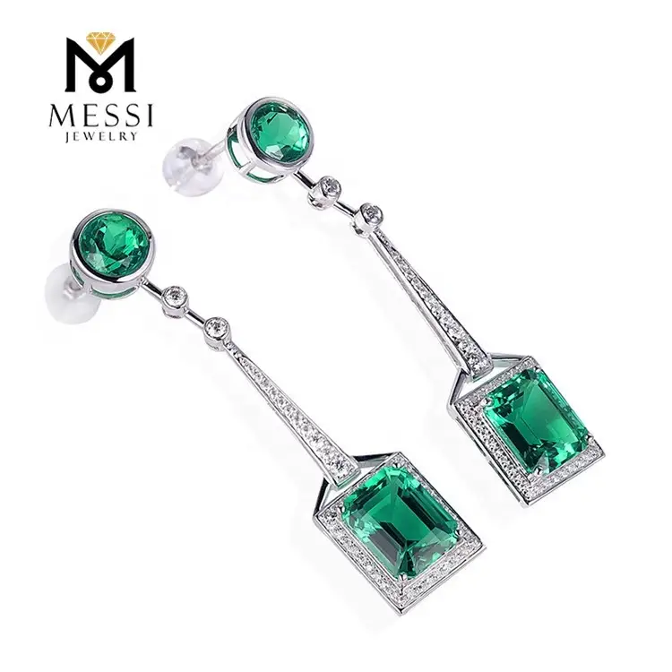 Joyas de Messi - Joyas de joyas de Messi Joyas de mujer 14k Gold Zambia Emerald Pendientes de aretes largos 1
