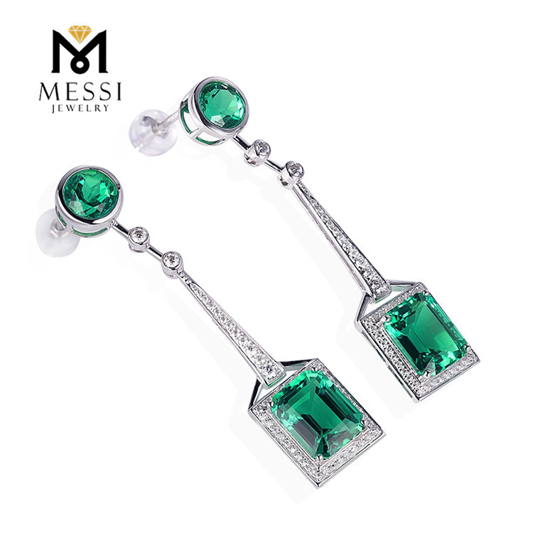 Messi Jewelry - Messi Jewelry gold earrings woman jewelry 14k gold Zambia emerald long earring Earrings 8