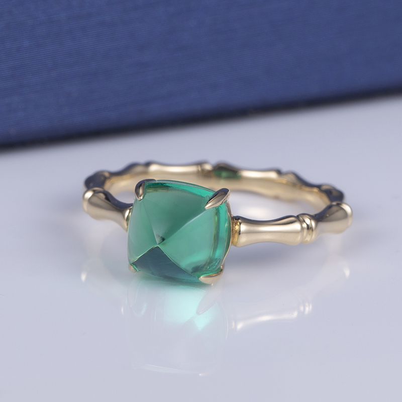 Messi Gems Lab Grown Emerald Ring - Trendy Synthetic Emerald - Maayo nga Alahas - Babaye nga Yellow Gold Ring 8