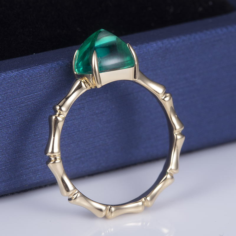 Messi Gems Lab Grown Emerald Ring - Trendy Synthetic Emerald - Maayo nga Alahas - Babaye nga Yellow Gold Ring 11