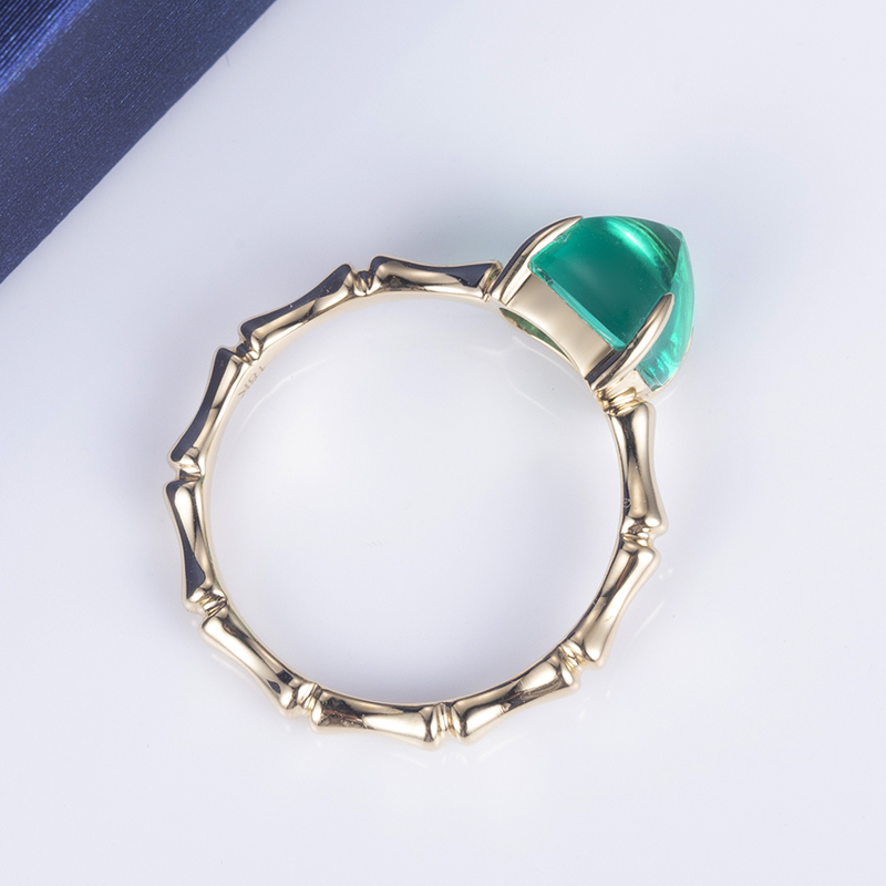 Messi Gems Lab Grown Emerald Ring - Trendy Synthetic Emerald - Maayo nga Alahas - Babaye nga Yellow Gold Ring 12